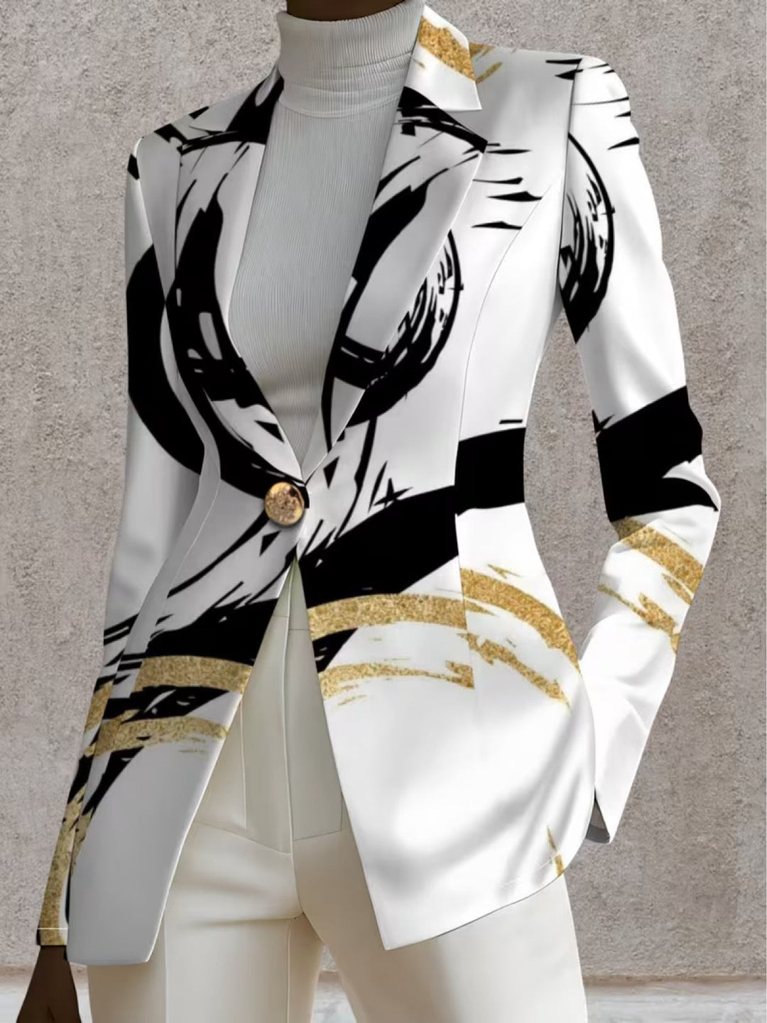 Olivia | Women's Black and Gold Abstract Blazer
