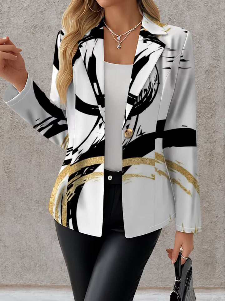 Olivia | Women's Black and Gold Abstract Blazer