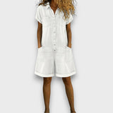 Bella - Vintage Short Jumpsuit in Cotton with Denim Look