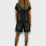 Bella - Vintage Short Jumpsuit in Cotton with Denim Look