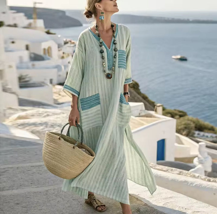 Elegant Iris - Long Beach Dress for a Stylish Summer Look