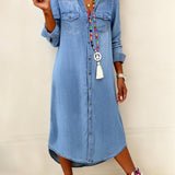 Erica - Casual Elegant Long Denim Shirt Dress