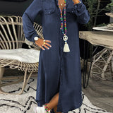 Erica - Casual Elegant Long Denim Shirt Dress