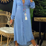 Erica - Casual Elegant Long Denim Shirt Dress