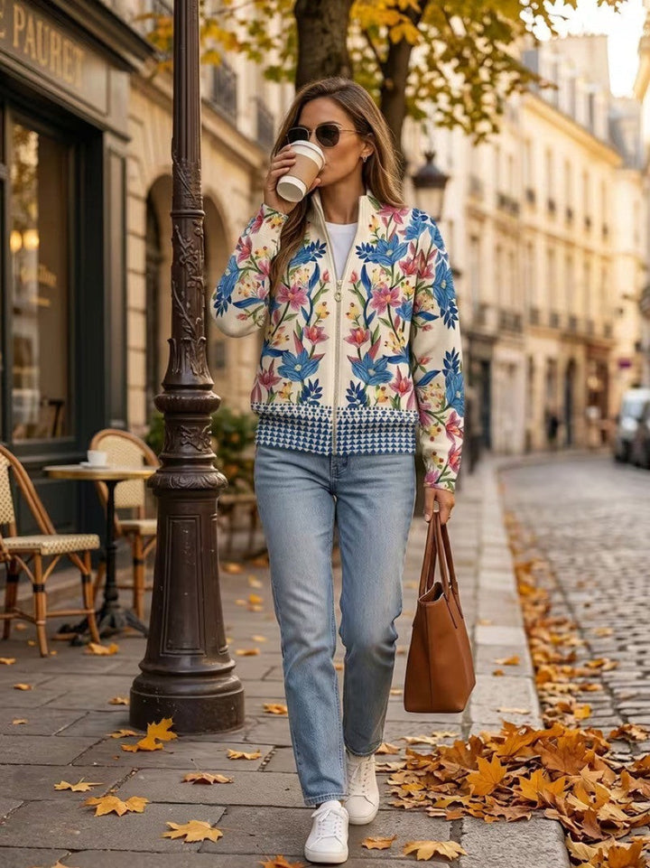 Elise - Botanical Garden Floral Zip Cardigan