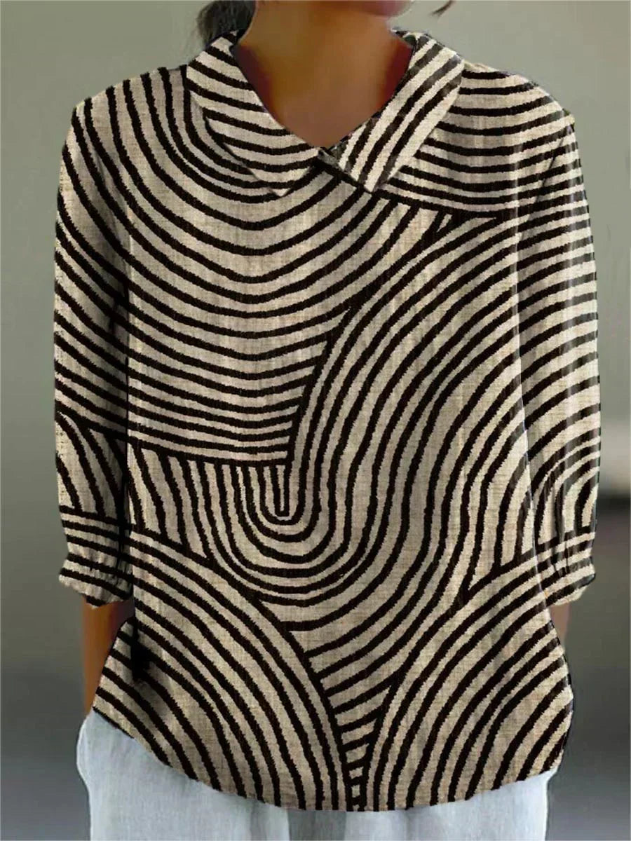 Kimberly - Monochrome Wave Blouse